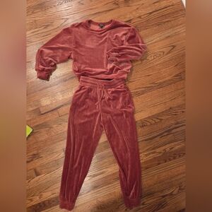 Express Velvety Lounge Set In Dusty Rose Color Size Small